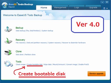 easeus todo backup version 4.0 bootable disk